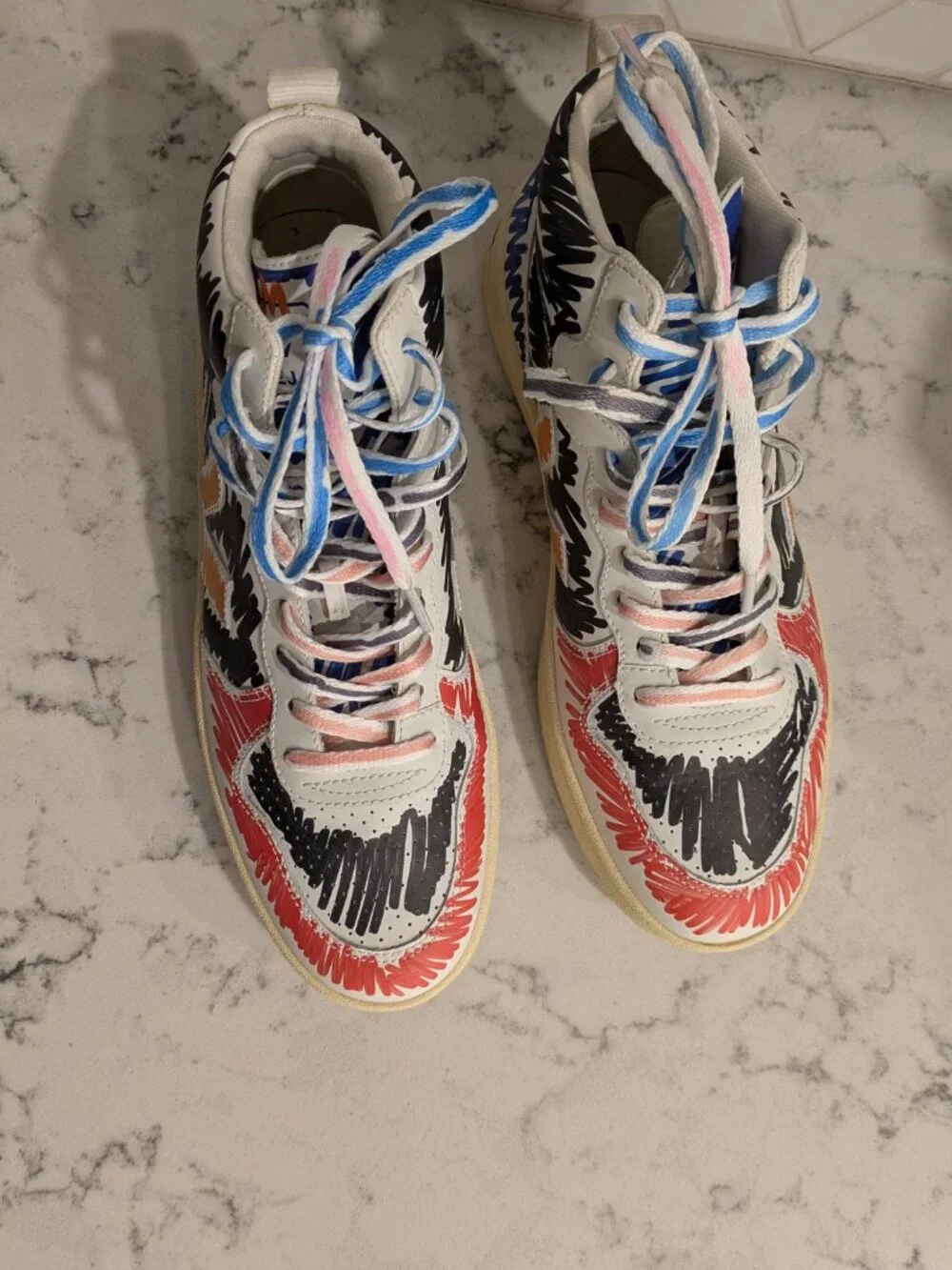 Marni x Veja V-15 High Multicolor Scribble VQ0202884B size 9